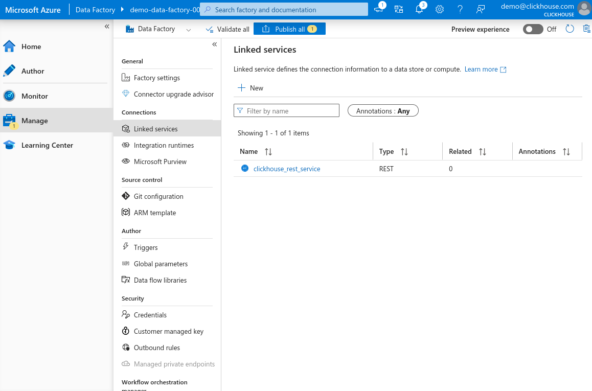 Список связанных служб